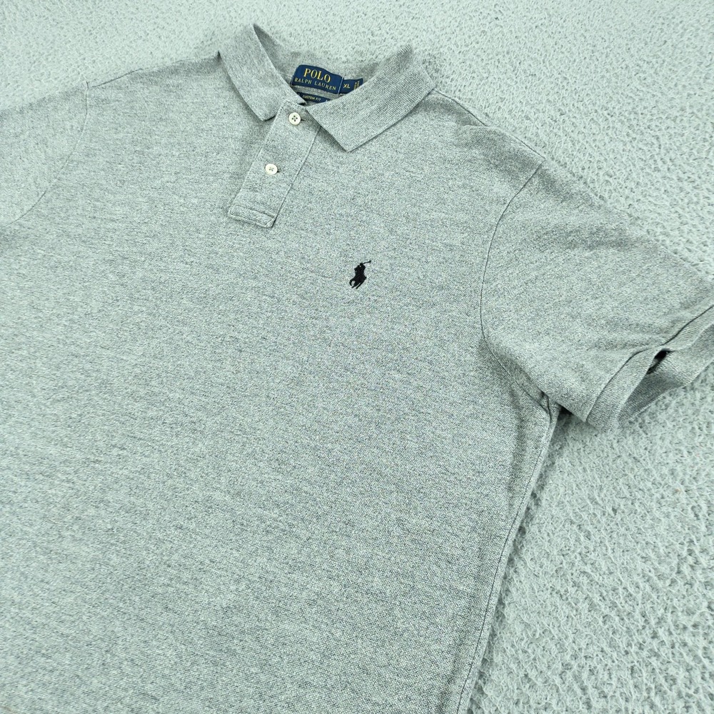 Polo Ralph Lauren Polo Shirt Mens XL Gray Custom Fit Cotton Pony Short Sleeve